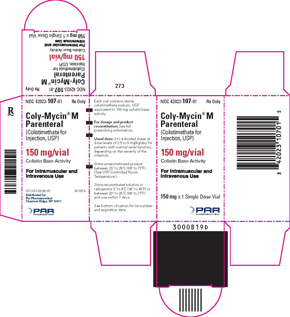 Coly-Mycin M Parenteral 150mg (Colistimethate for Injection) Lyophilized Powder (RX)