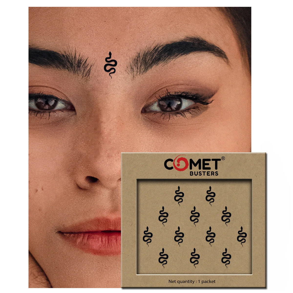 Comet Busters Black Snake PVC Bindis 12mm – Reusable Casual Bindi BIN2451