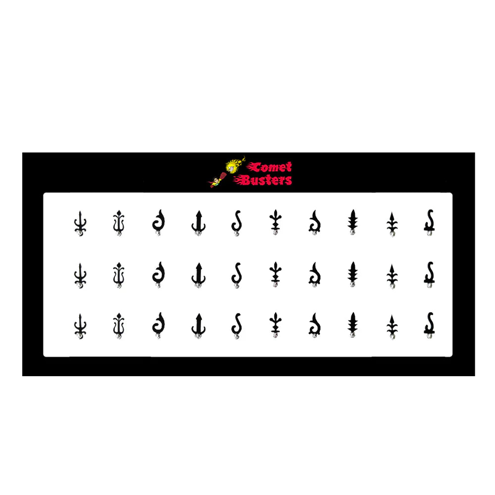 Comet Busters Different Designs Fancy Black Bindis (BIN655)