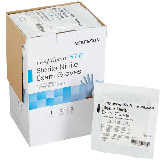 Sterile Nitrile Exam Gloves Confiderm STR, Powder Free with Textured Fingertips
