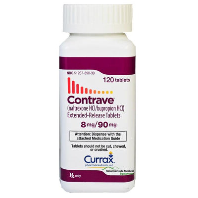 Contrave Naltrexone Hydrochloride 8 mg/90mg Extended Release Tablets, 120 Count (RX)