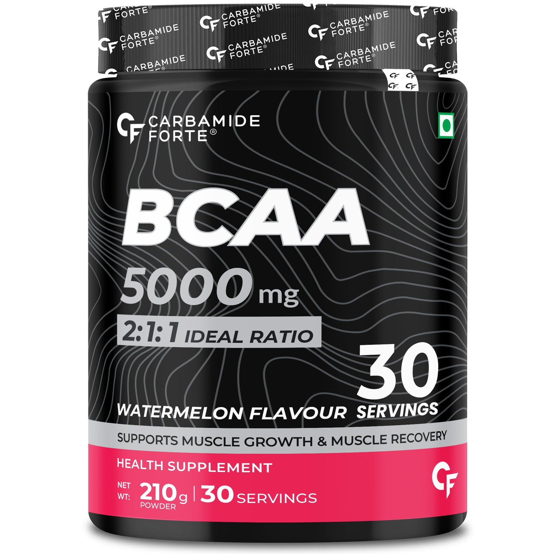 Carbamide Forte BCAA Powder 5000mg | BCAA Supplement For Women & Men Muscle Growth | BCAA Pre Workout & BCAA Intra Workout Supplement For Muscle Recovery | BCAA Supplements For Men & Women 7g Serving with Ideal 2:1:1 Ratio | BCAA Watermelon Flavour - 210g