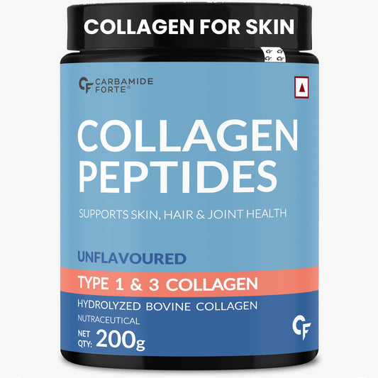 Carbamide Forte Collagen Supplements | Hydrolyzed Collagen Powder for Women & Men | Hydrolyzed Collagen Peptides Powder - Unflavored - Collagen Supplements for Skin & Hair - 200g