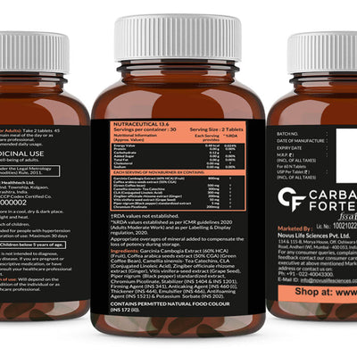 Carbamide Forte Fat Burner for Men & Women | Weight Loss Support - 60 Veg Tablets