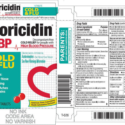 Coricidin HBP Cold and Flu Medicine 10 Tablets