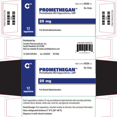 Promethegan Promethazine HCL Suppositories 25 mg, 12 Count **Refrigerated (Rx)