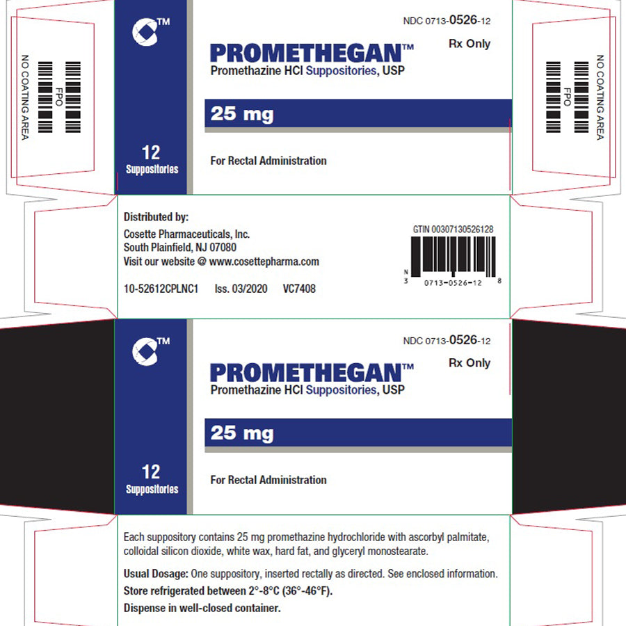 Promethegan Promethazine HCL Suppositories 25 mg, 12 Count **Refrigerated (Rx)
