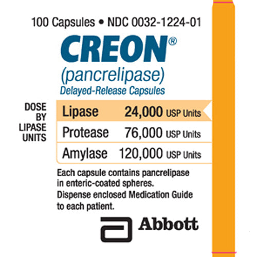 Creon DR (Pancrelipase) Capsules 24,000 USP Units 100/Bottle (RX)