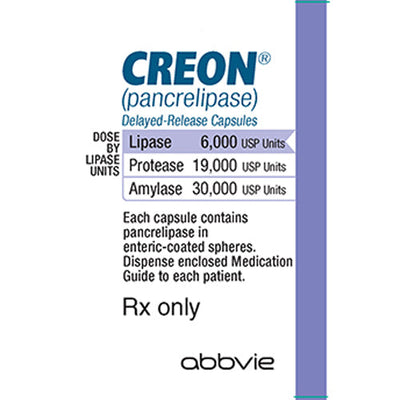 Creon DR (Pancrelipase) Capsules 6000 USP Units 100/Bottle (RX)