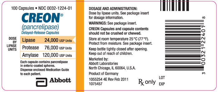 Creon DR (Pancrelipase) Capsules 24,000 USP Units 100/Bottle (RX)