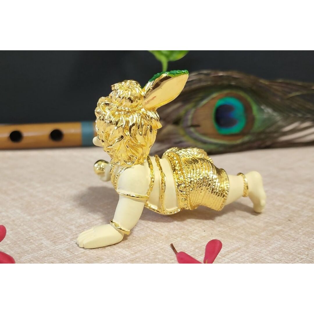 Gold Art India Silver Polished Matte Laddu Gopal Idol