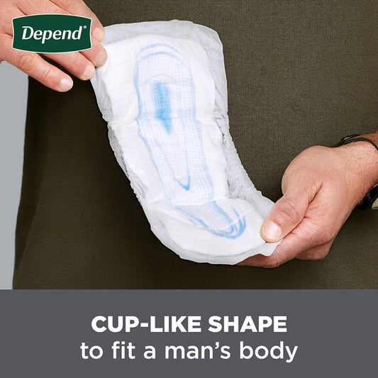 Men's Bladder Control Pads by Depend, Incontinence Guards, One Size Fits Most, 12" Length Heavy Absorbency