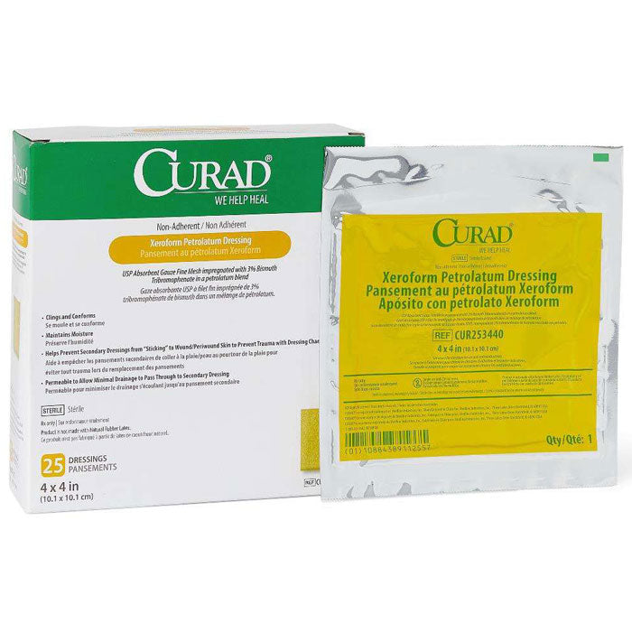 Xeroform Petrolatum Gauze, 4 inch x 4 inch, Sterile, 25/bx