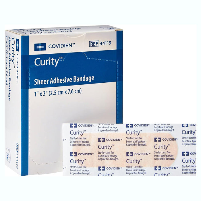 Curity Sheer Adhesive Bandages 1" x 3", 50/Box