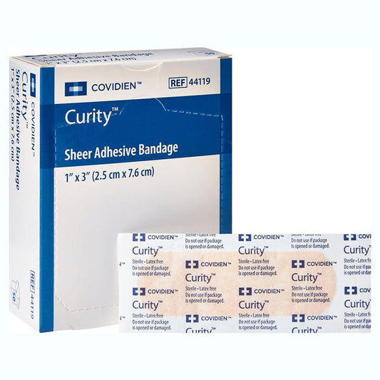 Curity Sheer Adhesive Bandages 1" x 3", 50/Box