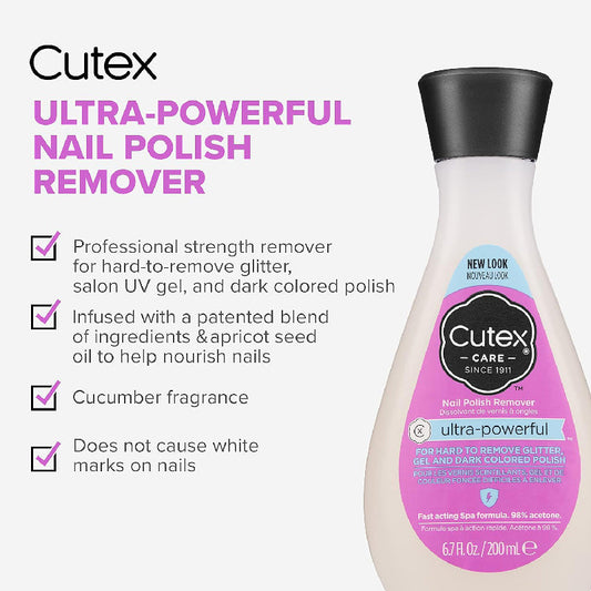 Cutex Gel Nail Polish Remover Ultra-Powerful & Removes Glitter and Dark Color Polish
