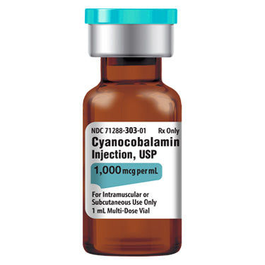 Vitamin B12 Injection Cyanocobalamin Shot 1000 mcg Multiple Dose 1 mL Vials x 25/Tray (Rx)