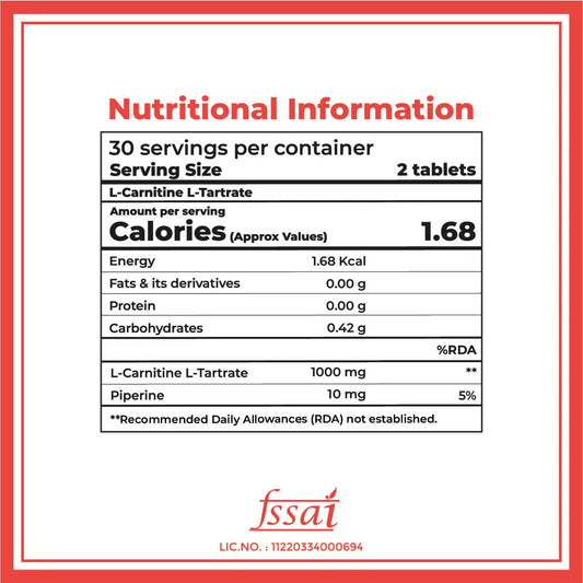 Boldfit L-Carnitine L-Tartrate 1000mg Tablets
