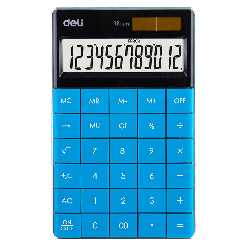 Deli W1589 Modern Compact Calculator 12-Digit, Blue - Color May Vary