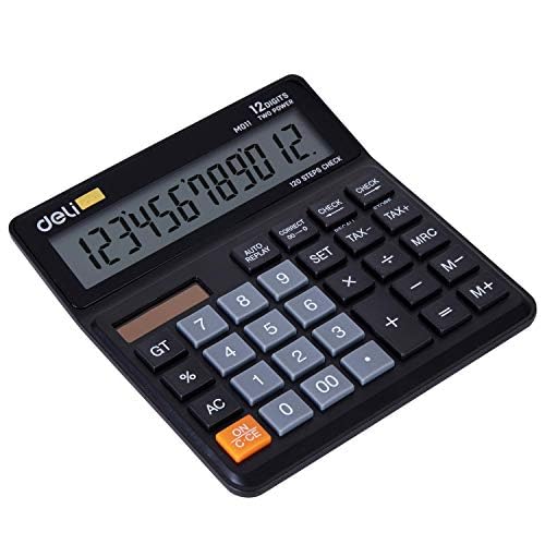 Deli WM01120 Desktop Calculator, Black, Pack of 1 - Color May Vary