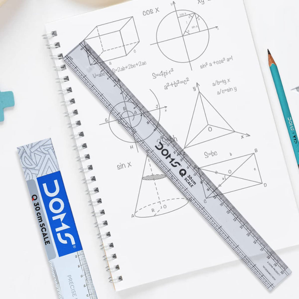 Doms Q Series 30Cm Superior Quality Transparent Scale (Pack Of 10)