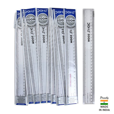 Doms Zoom 30Cm Superior Quality Transparent Broad Scale (Pack Of 10)