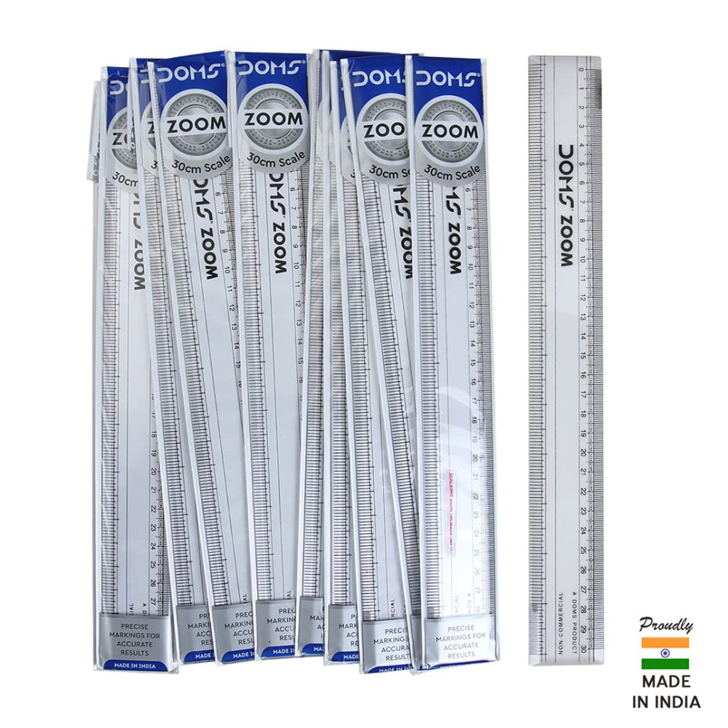 Doms Zoom 30Cm Superior Quality Transparent Broad Scale (Pack Of 10)