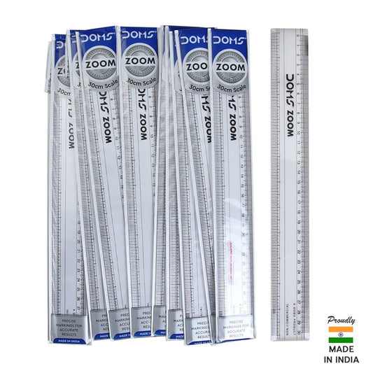 Doms Zoom 30Cm Superior Quality Transparent Broad Scale (Pack Of 10)