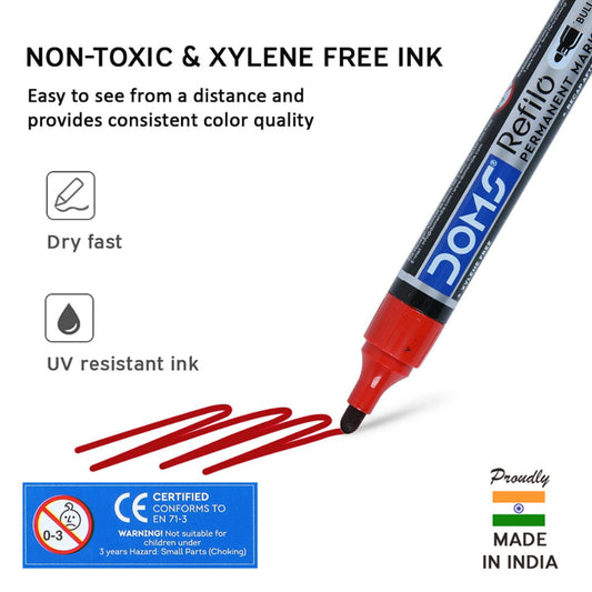 Doms Refilo Non-Toxic Hi-Tech Refillable Permanent Marker Pen