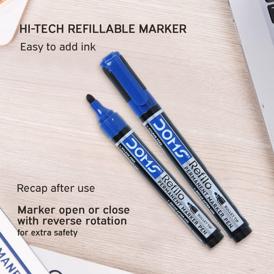 Doms Refilo Non-Toxic Hi-Tech Refillable Permanent Marker Pen