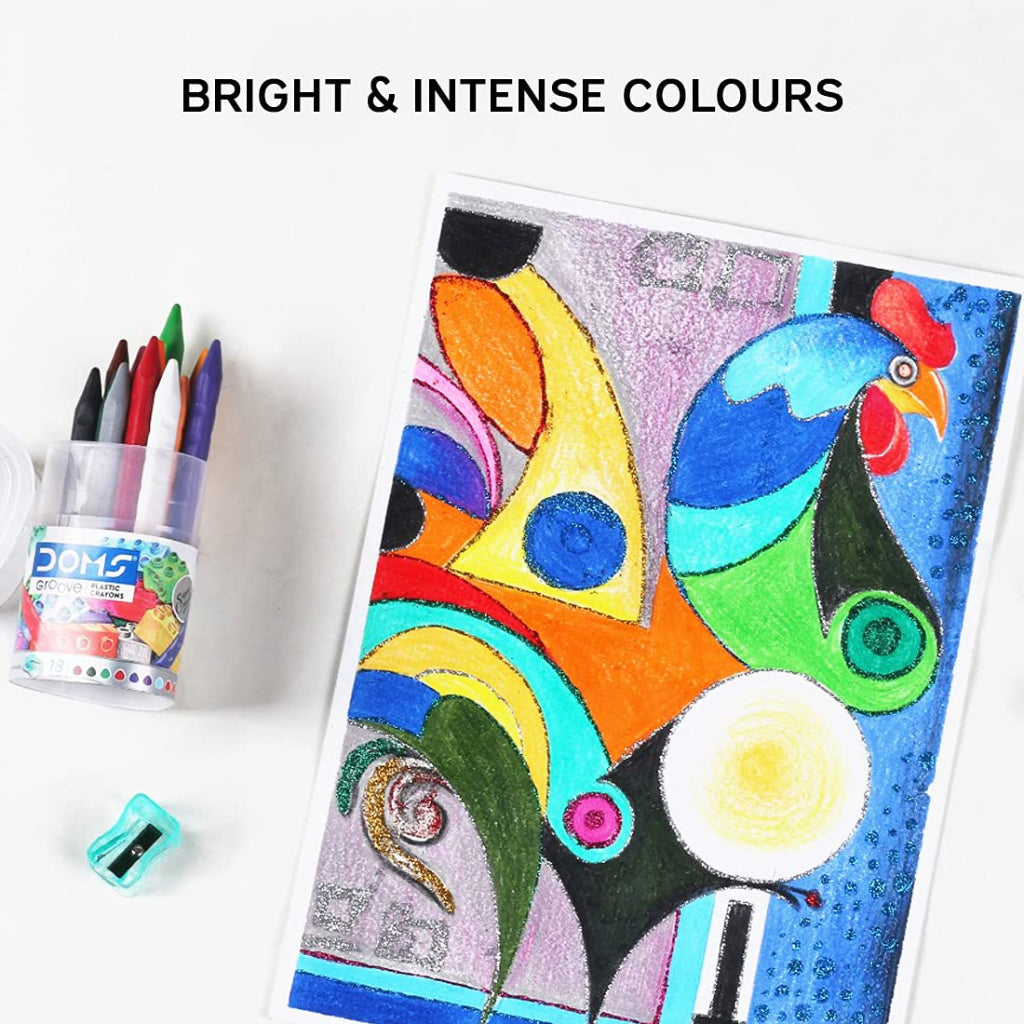 Doms Groove Plastic Crayon 18 Shades