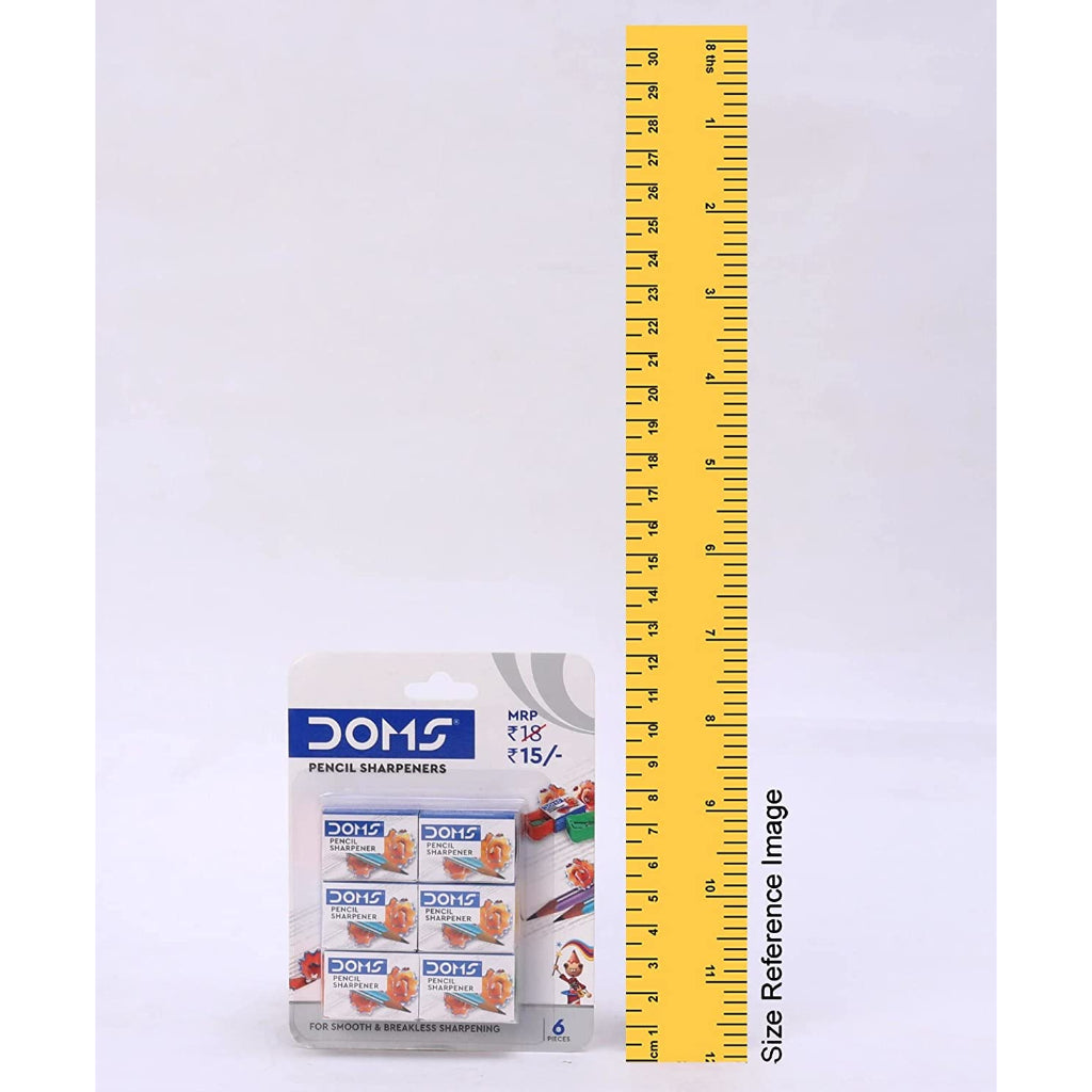 Doms Smooth And Breakless Multicolour Pencil Sharpeners 6 Pcs Blister Pack