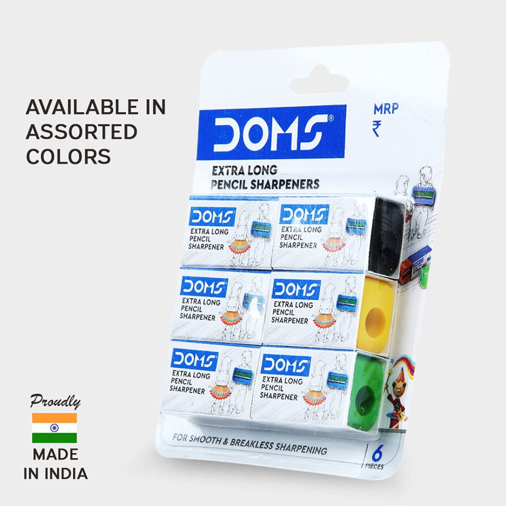 Doms Multicoloured Anti-Rust Extra Long Pencil Sharpener Blister Pack