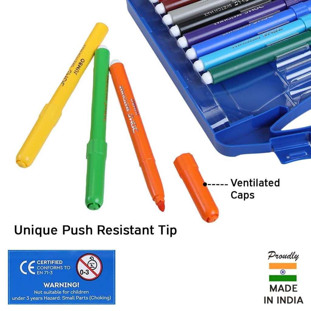 Doms Sketch Max Jumbo Pen - 5Mm Tip - 12 Shades - With Carry Case