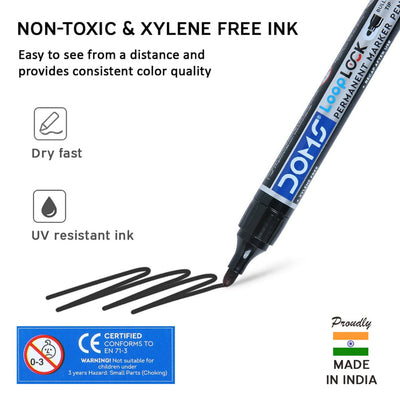 Doms Refilo Non-Toxic Hi-Tech Refillable Loop Lock Permanent Marker Pens