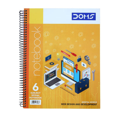 Doms 57GSM 6 Subject Ruled Digital World Series Notebook - 300 Pages, Pack of 1