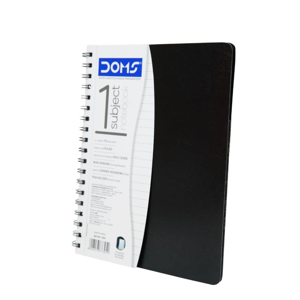 Doms 70GSM 1 Subject Ruled Wiro Binding Notebook - 160 Pages, Pack of 1