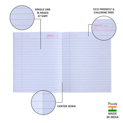 Doms Brown Cover Notebook - Single Line