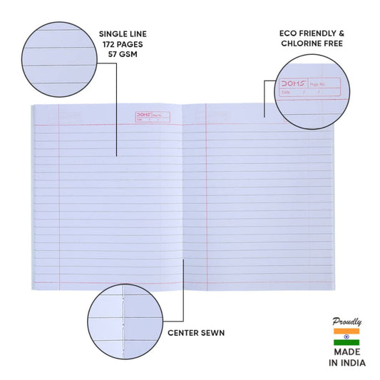 Doms Brown Cover Notebook - Single Line