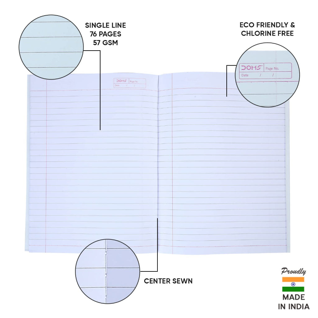 Doms Brown Cover Notebook - A5 - Single Line