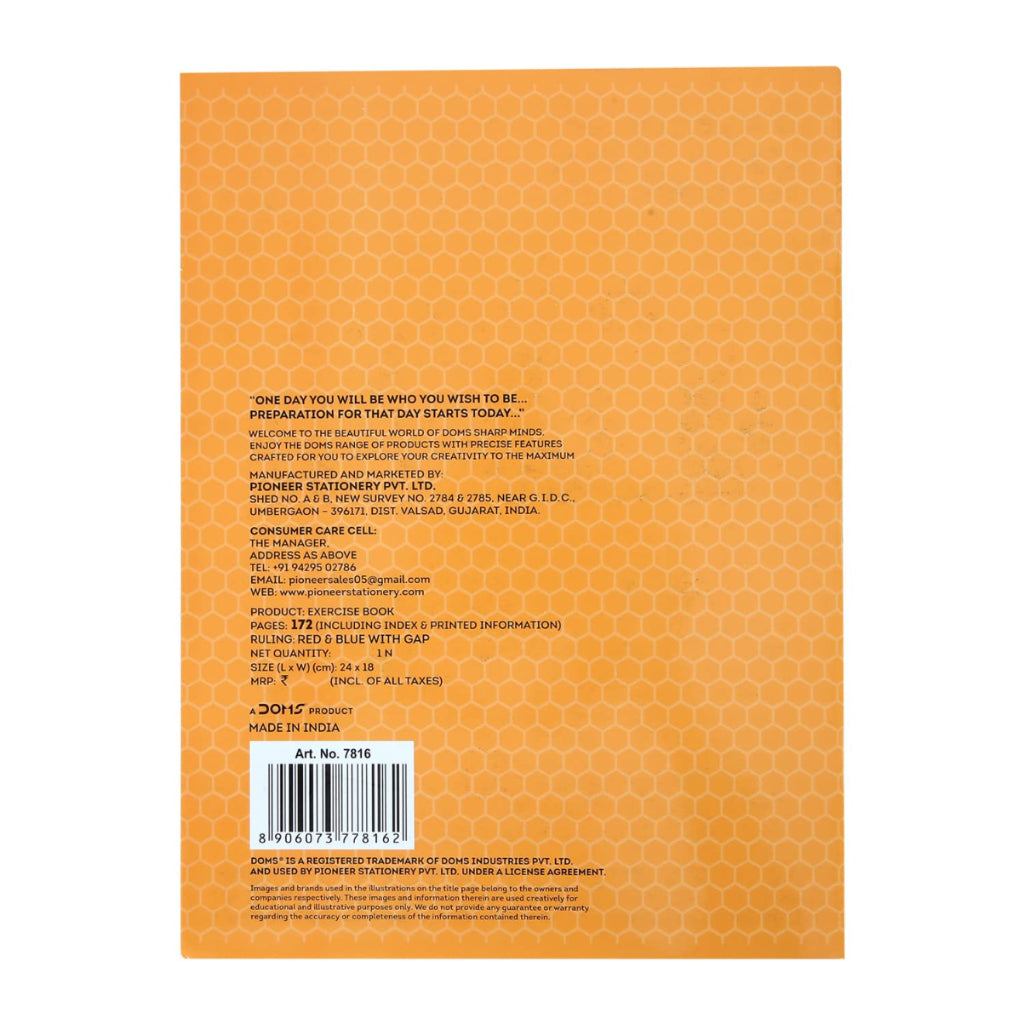 Doms Brown Cover Notebook - Red & Blue With Gap