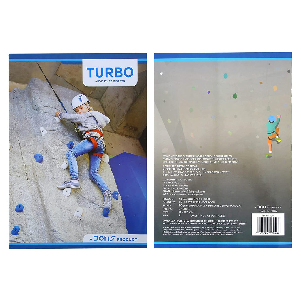 Doms  Adventure Sports Series Notebook - A4 - Unruled