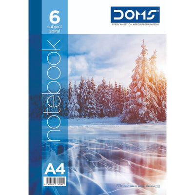 Doms 57GSM A4 6 Sub Single Line Book Spiral Bound Nature Series Exercise Note Book - 300 Pages, Pack of 1