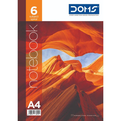 Doms 57GSM A4 6 Sub Single Line Book Spiral Bound Nature Series Exercise Note Book - 300 Pages, Pack of 1