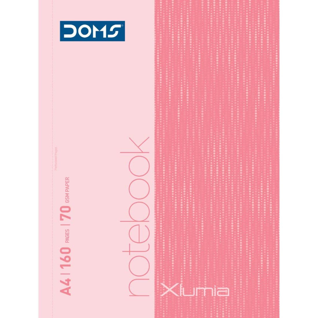 Doms A4 Single Line Book Wiro Bound Xlumia Series Wiro Notebook - 160 Pages, Pack of 1