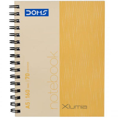 Doms 70GSM A5 Single Line Book Wiro Bound Xlumia Series Wiro Notebook - 160 Pages, Pack of 1