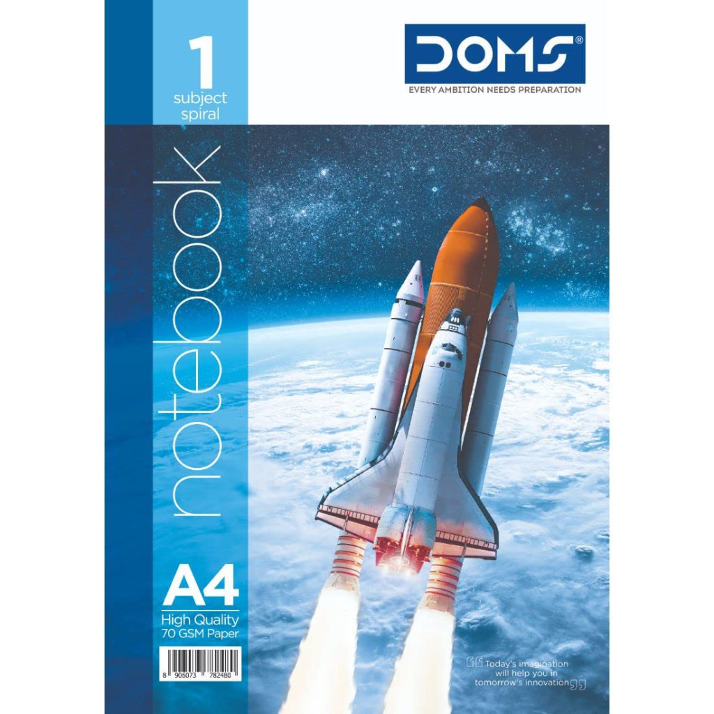 Doms 1 Subject Book Single Line Spiral Notebook - 160 Pages, Pack of 1