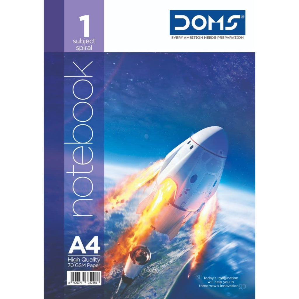 Doms 1 Subject Book Single Line Spiral Notebook - 160 Pages, Pack of 1