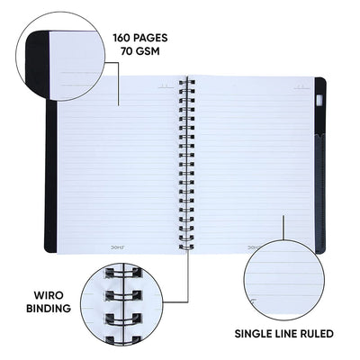 Doms 70GSM Unruled 1 Subject Wiro Binding Notebook - 160 Pages, Pack of 1