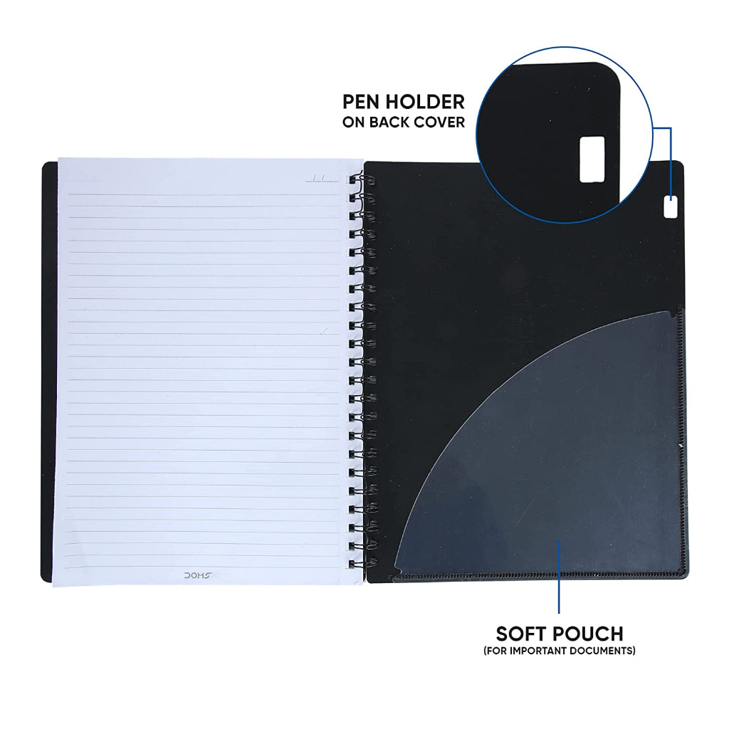 Doms 70GSM Unruled 1 Subject Wiro Binding Notebook - 160 Pages, Pack of 1